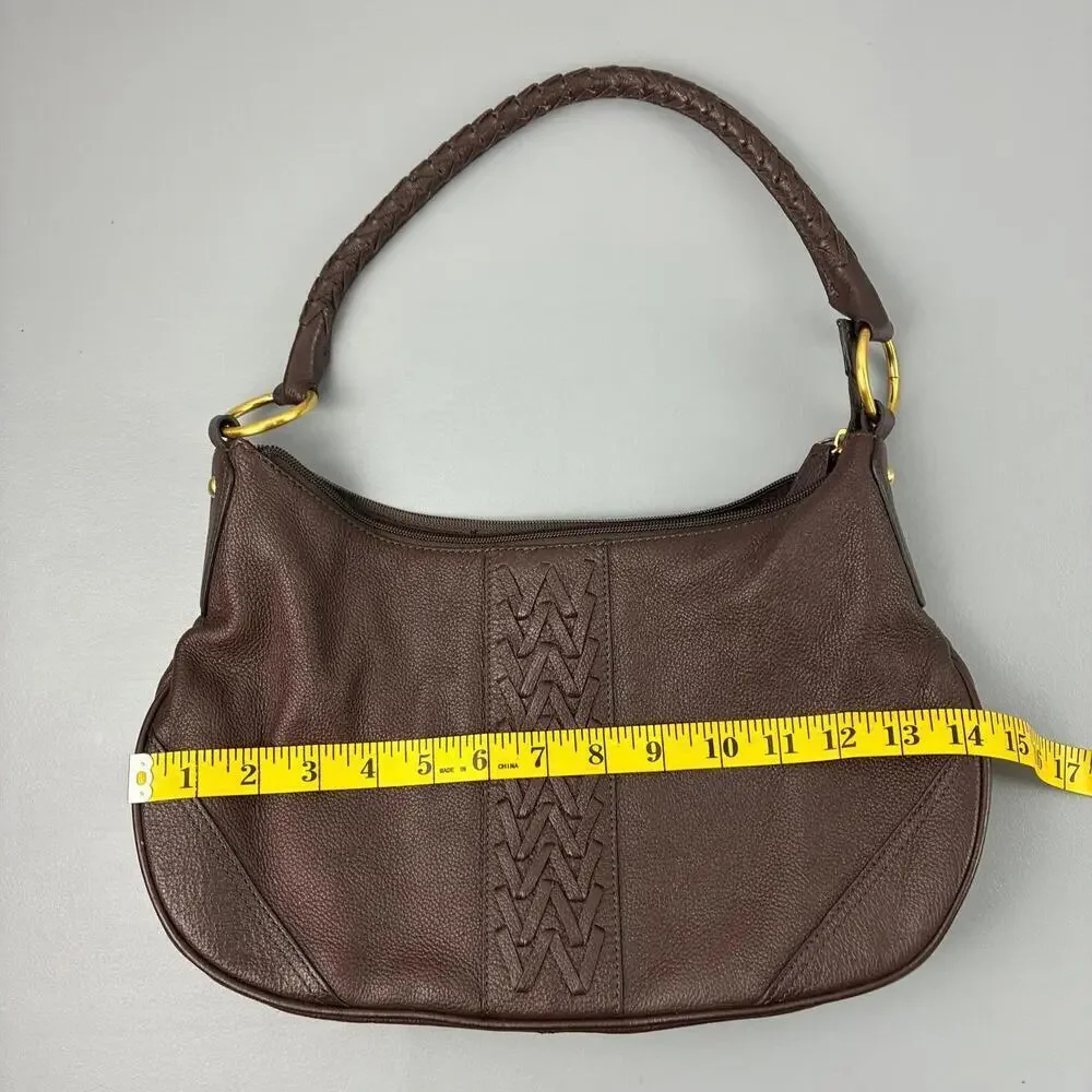 Wilson's Leather Chocolate Brown Handbag Hobo Style with Braided Handle